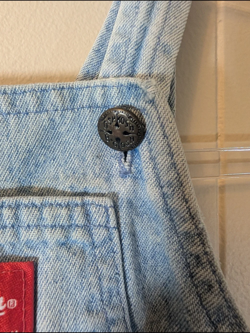 Vintage Baby B'gosh by OshKosh Light Wash Denim Bubble Romper Overalls 18M